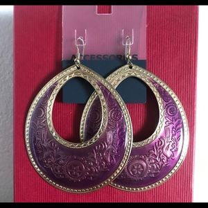 Purple and gold hoop earrings